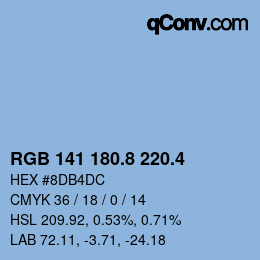 カラーコード: RGB 141 180.8 220.4 | qconv.com