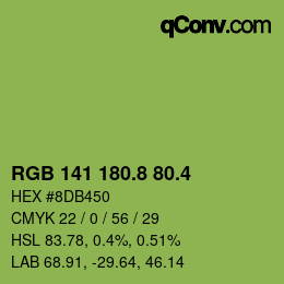 カラーコード: RGB 141 180.8 80.4 | qconv.com