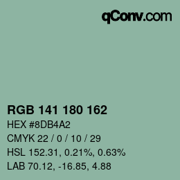 Color code: RGB 141 180 162 | qconv.com