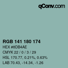 颜色代码: RGB 141 180 174 | qconv.com