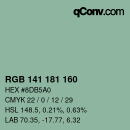 Color code: RGB 141 181 160 | qconv.com