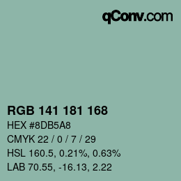 カラーコード: RGB 141 181 168 | qconv.com