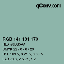 カラーコード: RGB 141 181 170 | qconv.com