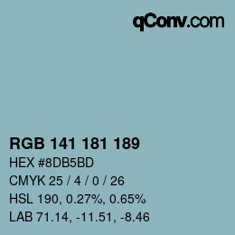 Color code: RGB 141 181 189 | qconv.com