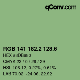 カラーコード: RGB 141 182.2 128.6 | qconv.com