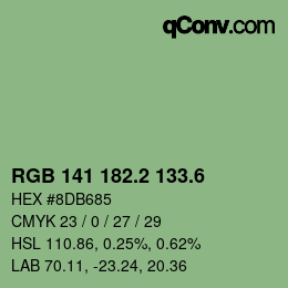 カラーコード: RGB 141 182.2 133.6 | qconv.com