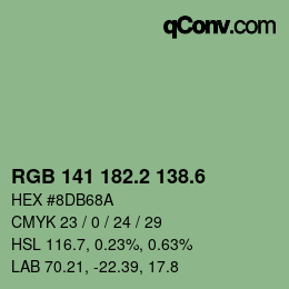 カラーコード: RGB 141 182.2 138.6 | qconv.com