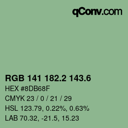 カラーコード: RGB 141 182.2 143.6 | qconv.com