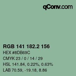 カラーコード: RGB 141 182.2 156 | qconv.com