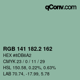 カラーコード: RGB 141 182.2 162 | qconv.com