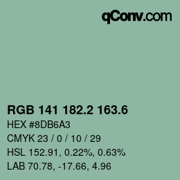 カラーコード: RGB 141 182.2 163.6 | qconv.com