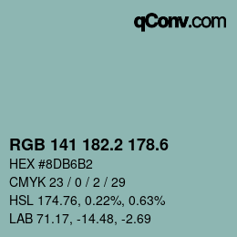 カラーコード: RGB 141 182.2 178.6 | qconv.com