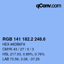 カラーコード: RGB 141 182.2 248.6 | qconv.com