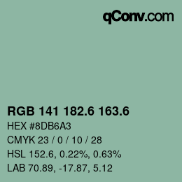 カラーコード: RGB 141 182.6 163.6 | qconv.com