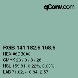 カラーコード: RGB 141 182.6 168.6 | qconv.com