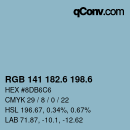 カラーコード: RGB 141 182.6 198.6 | qconv.com