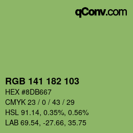Color code: RGB 141 182 103 | qconv.com