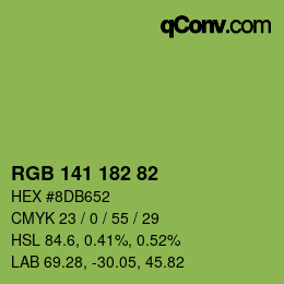 Color code: RGB 141 182 82 | qconv.com