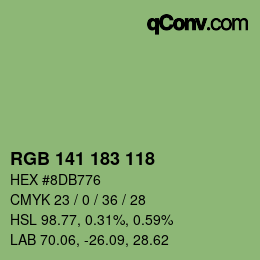Color code: RGB 141 183 118 | qconv.com