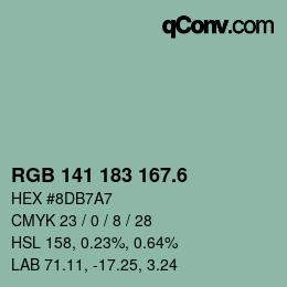 カラーコード: RGB 141 183 167.6 | qconv.com