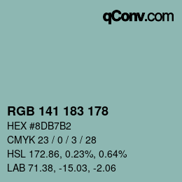 Color code: RGB 141 183 178 | qconv.com