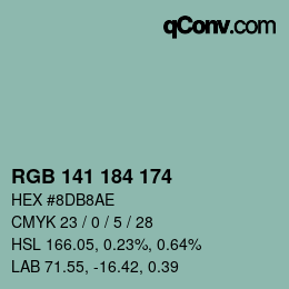Color code: RGB 141 184 174 | qconv.com