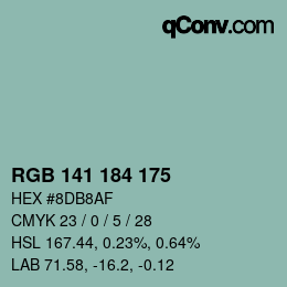 Color code: RGB 141 184 175 | qconv.com