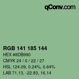 Color code: RGB 141 185 144 | qconv.com