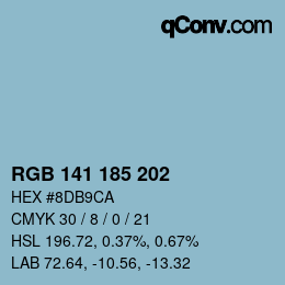 Color code: RGB 141 185 202 | qconv.com