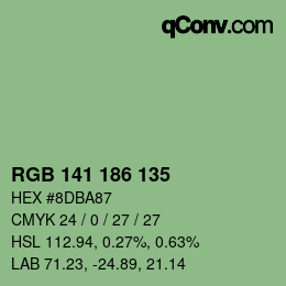 Color code: RGB 141 186 135 | qconv.com