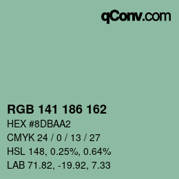 Color code: RGB 141 186 162 | qconv.com