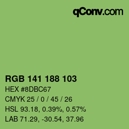 Color code: RGB 141 188 103 | qconv.com