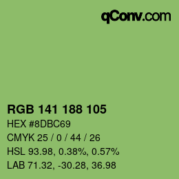 Color code: RGB 141 188 105 | qconv.com