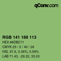 Color code: RGB 141 188 113 | qconv.com