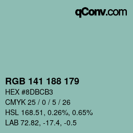 Color code: RGB 141 188 179 | qconv.com
