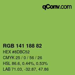 Color code: RGB 141 188 82 | qconv.com
