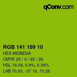 Color code: RGB 141 189 10 | qconv.com