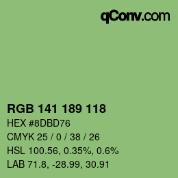 颜色代码: RGB 141 189 118 | qconv.com