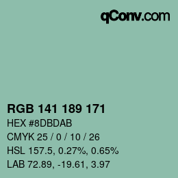 Color code: RGB 141 189 171 | qconv.com