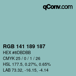 カラーコード: RGB 141 189 187 | qconv.com