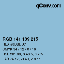 Color code: RGB 141 189 215 | qconv.com