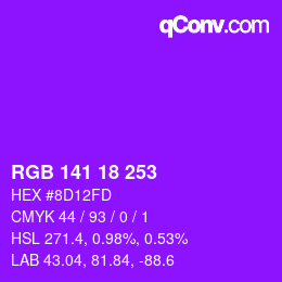 Color code: RGB 141 18 253 | qconv.com