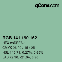 Color code: RGB 141 190 162 | qconv.com