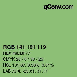 カラーコード: RGB 141 191 119 | qconv.com