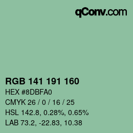 Color code: RGB 141 191 160 | qconv.com