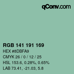 Color code: RGB 141 191 169 | qconv.com