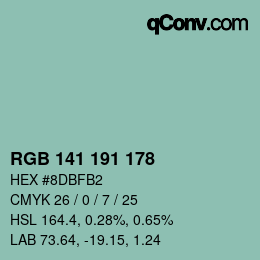 颜色代码: RGB 141 191 178 | qconv.com