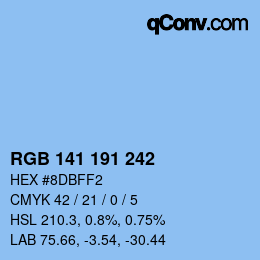Color code: RGB 141 191 242 | qconv.com