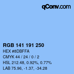 Color code: RGB 141 191 250 | qconv.com