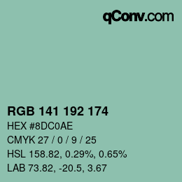 カラーコード: RGB 141 192 174 | qconv.com
